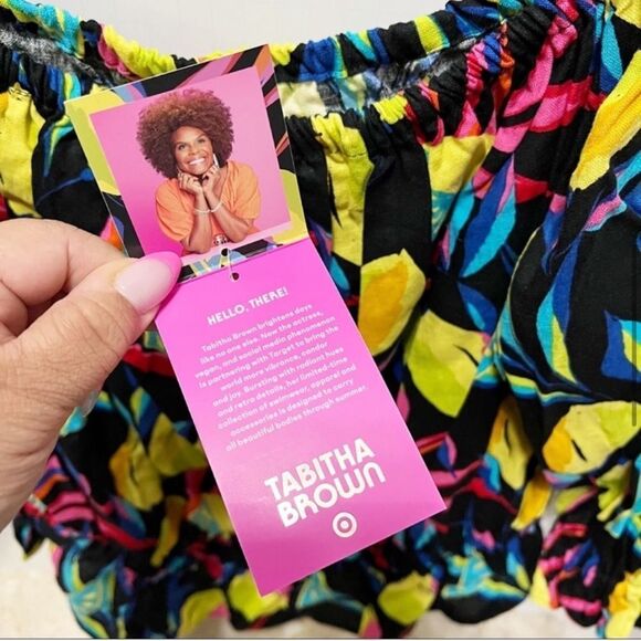 Tabitha Brown for Target NWT 1X Bardot Off the Shoulder Top Lemon Print - Picture 6 of 11